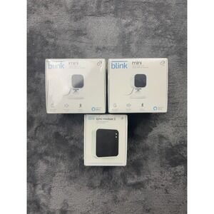 Blink Mini Indoor Security Camera 2 Pack + Sync Module 2 Alexa Two-Way Audio New
